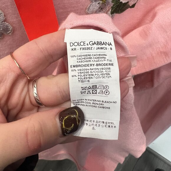 $1325 Dolce & Gabbana Pink Pullover Cashmere Embroidered Sweater size 12/50 - Picture 9 of 11